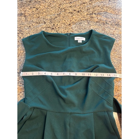 (READ) Calvin Klein Jumpsuit Wide Leg Belted Sleeveless Green Size 2 - Picture 6 of 10